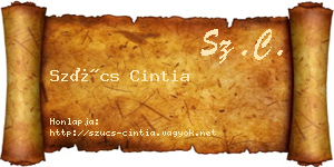 Szűcs Cintia névjegykártya